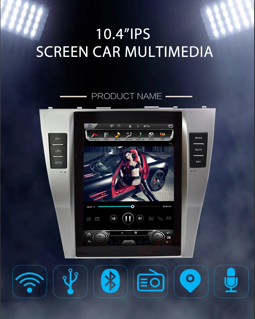 KiriNavi вертикальный экран Tesla style 10,4 ''Android 8,1 Автомобильный мультимедийный Dvd навигатор для Toyota Camry Автомагнитола 4G 2007-2011