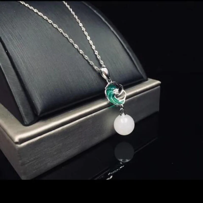 Белый Certificate 925 Silver Fidelity Natural White Hetian Jade Pendants Simple Fine Jewelry For Women Party - Цвет камня: Белый