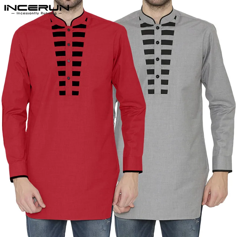 

2020 Men's Stand Collar Shirt Casual Button Up Fit TopsSpring Men's Blouse Baggy Long Sleeve Shirts Fasion Patchwork Print Camis