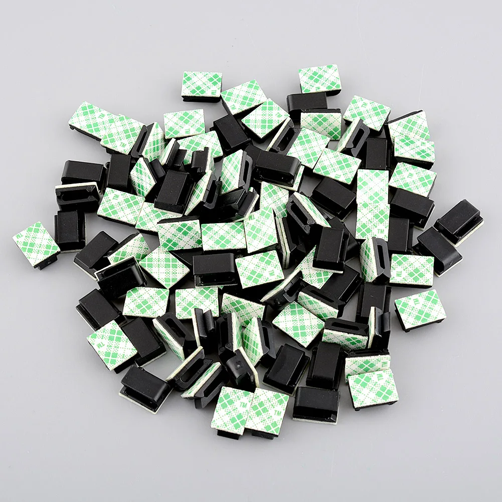 

100pcs/bag 13x9.5x6mm Self-adhesive Rectangle holder Tie Cable Mount install Clamp Office Tool Gadget