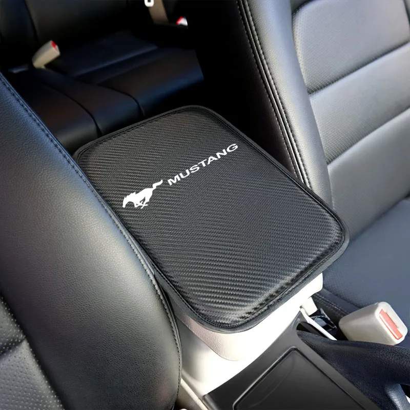 Автомобильный подлокотник для Ford Mustang, чехол для авто центральной консоли, коробка из искусственной кожи, подушки, автомобильный подлокотник, коврик