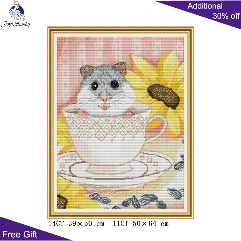 Joy Sunday Mouse в чашке DA359 14CT 11CT штампованные и счетные украшения для дома милые иглы
