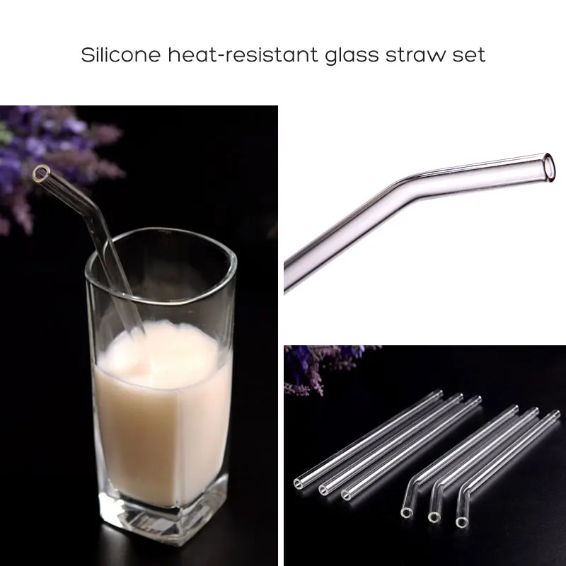 Glass Tube Drinking Straws Heat-Resisting Wedding 8pcs Transparent Glass Sucker Bar Fruit Juice