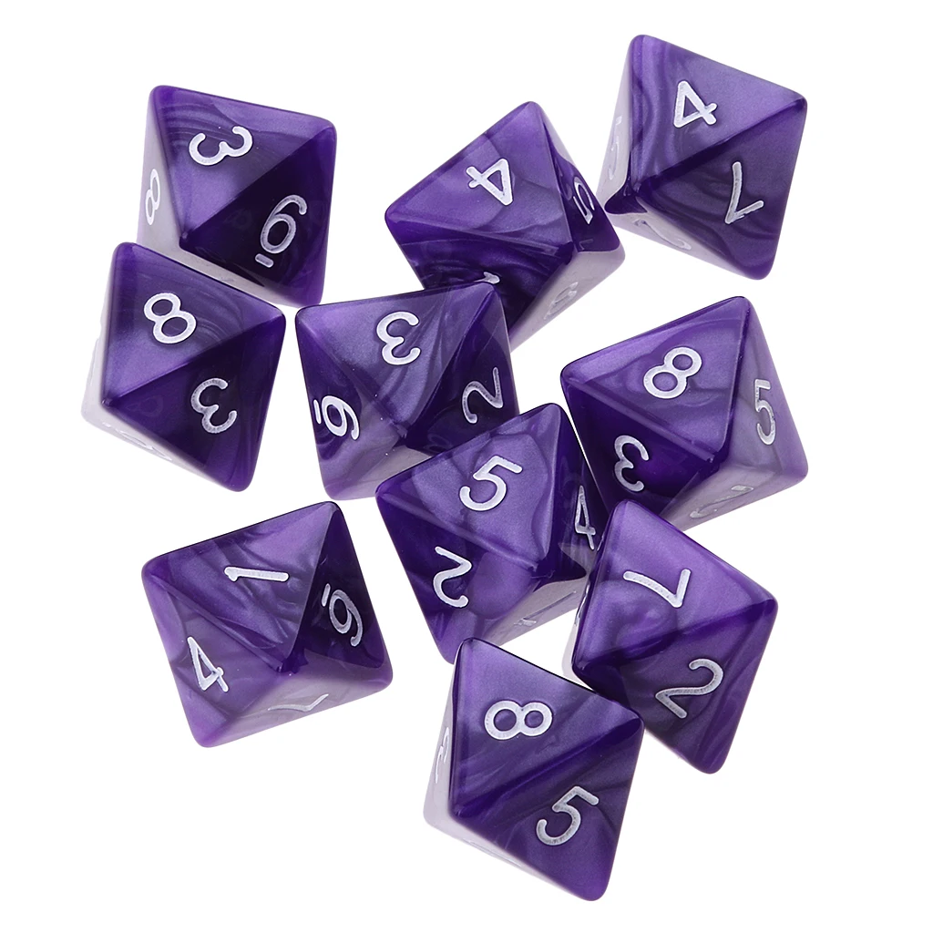 10pcs 8 Sided Dice D8 Polyhedral Dice for Party Table Games Gaming Dice Birthday Parties Board Game