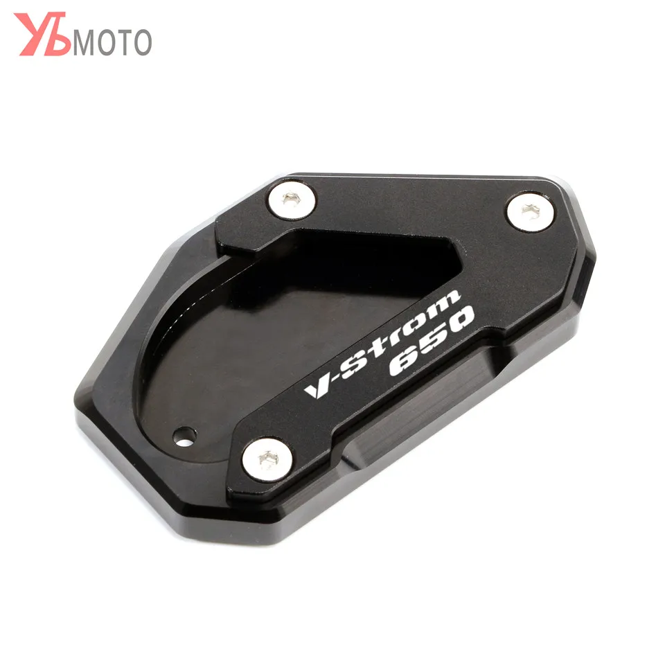 Hunter-Bike Motorcycle Kickstand Extension Pad CNC Aluminum Foot Side Support Stand Plate For Suzuki DL650 V-Strom 650 2012-2019 Black 