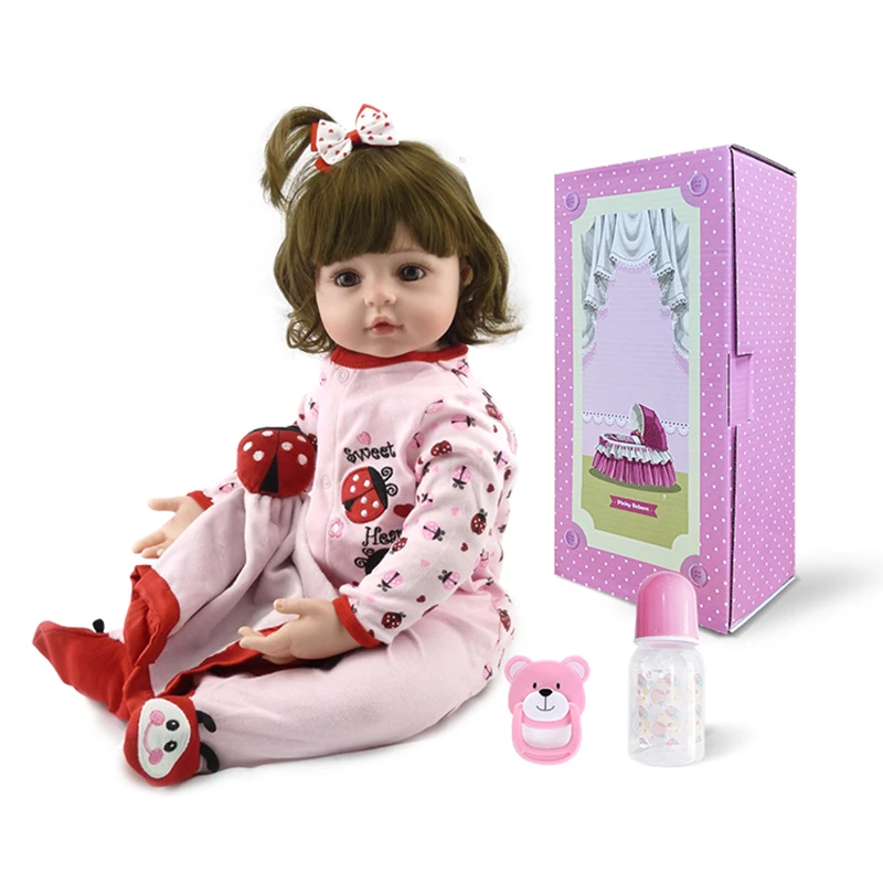 

Beautiful Baby Simulation Doll Toy 24in Realistic Short Hair Girl Wearing a Ladybug Dress[US-Stock]