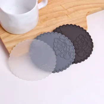 

Simple Flower Type Coasters Placemats Coffee Shop Insulation Pad Silicone Non-slip Mat
