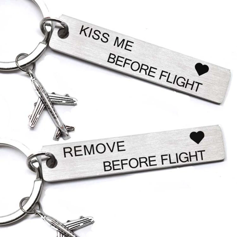 Креативный брелок Kiss Me Before Flight с прямоугольной подвеской подарок для
