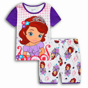 

Kids Pajamas Summer Baby Girls Sleepwear Pajamas Cartoon Princess Short Sleeve+short Pants 2pcs Cotton Chlidren Suit 2~7 Years