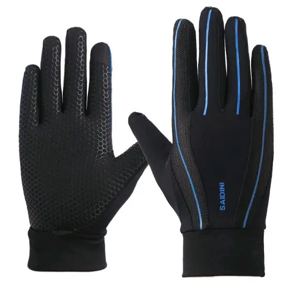 Перчатки для занятий спортом, велоспортом, полный палец, Guantes, мужские, женские, на открытом воздухе, для вождения, защита от солнца, дышащие, Нескользящие, с сенсорным экраном, для верховой езды, варежки - Цвет: Black