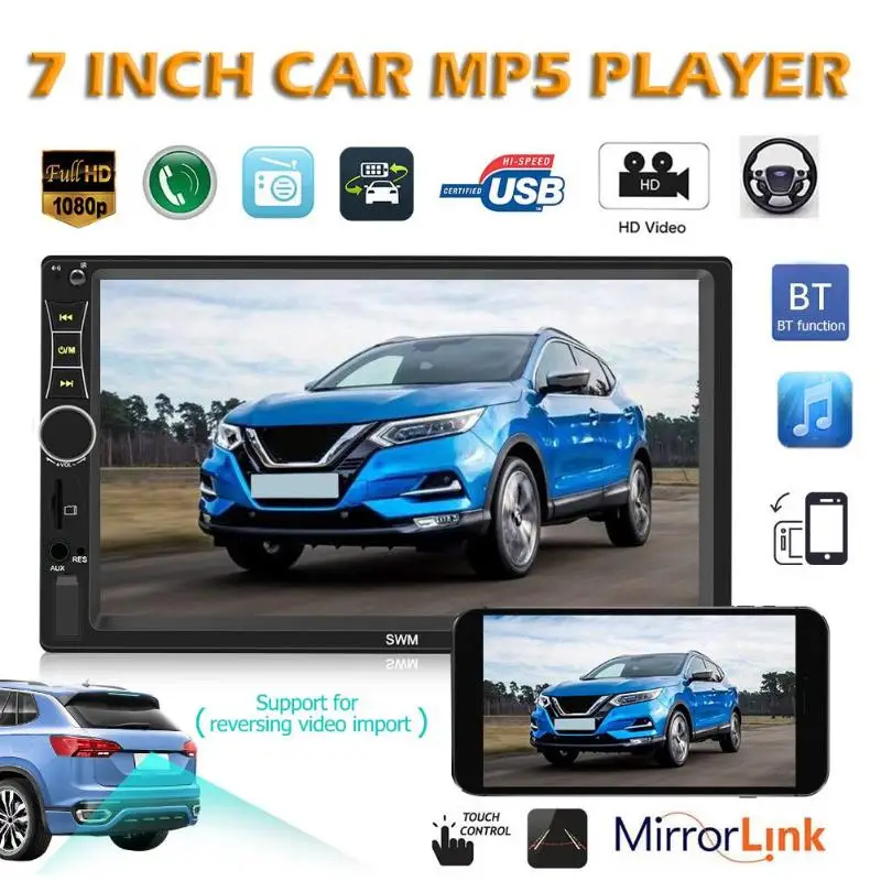 

SWM A7 Double 2 DIN Car Stereo 7 inch Touch Screen Bluetooth AUX U Disk Radio In Dash Head Unit Car Multimedia Player