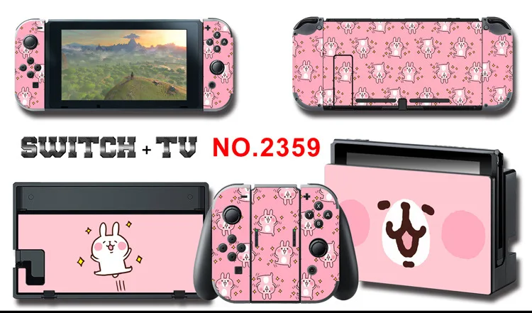 1set New Cute Anime Full Body Sticker for NS Switch Protective Cover Skin Colorful Art for Game Console Joy-Con Controller Decor