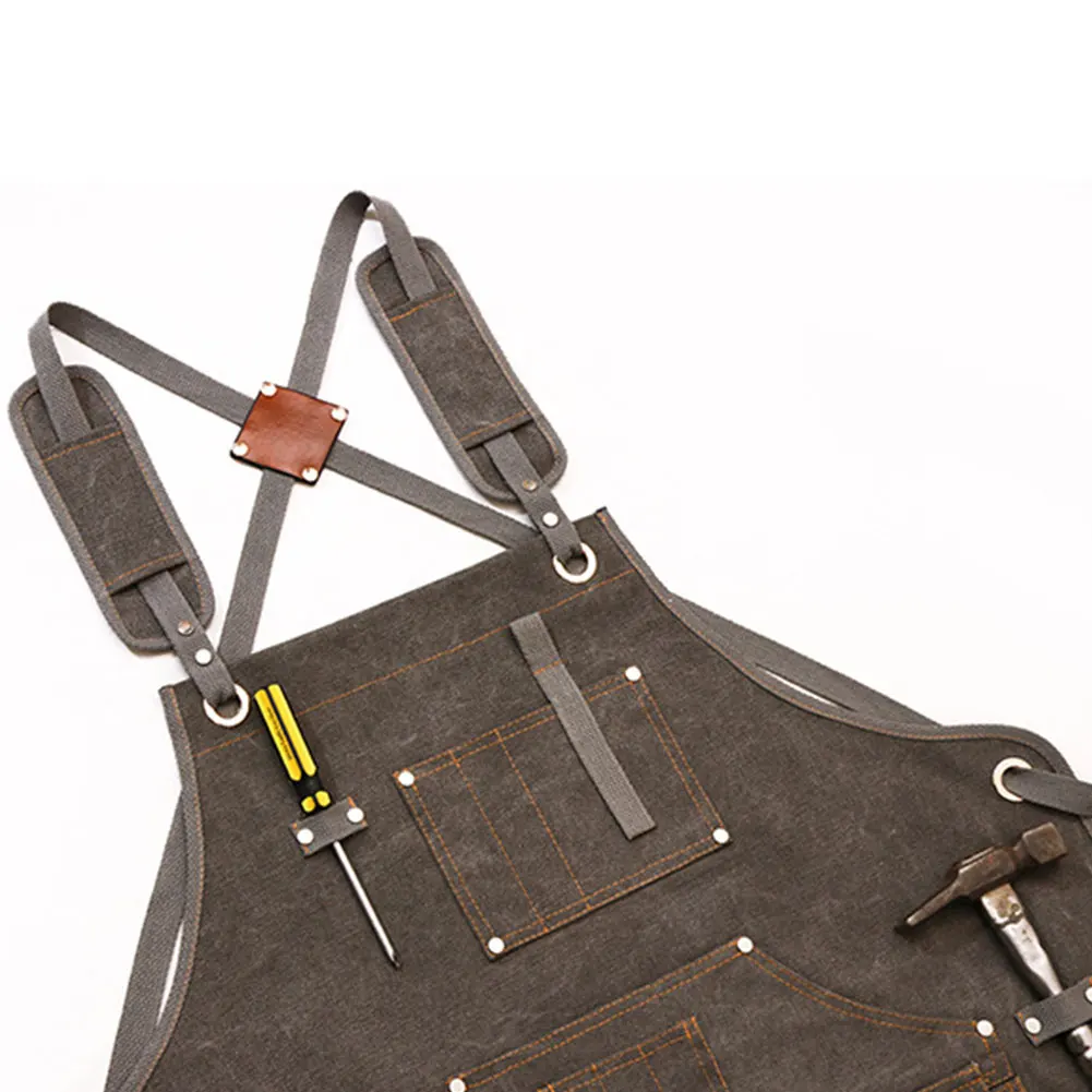 Adjustable Tool Apron Men Women Canvas Apron Heavy Duty Utility Apron with Pockets for Woodwork Room Craft Workshop #W0