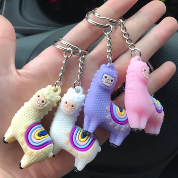 

PVC Epoxy Three-dimensional Alpaca Keychain Cartoon Doll Car Key Pendant Student School Bag Pendant