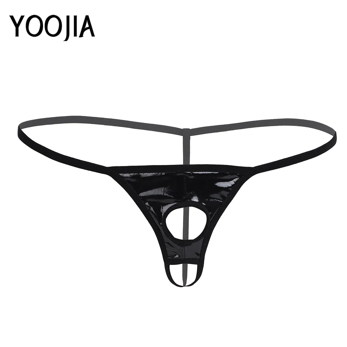 Нижнее белье мужское Стринги женское из лакированной кожи с эластичным поясом