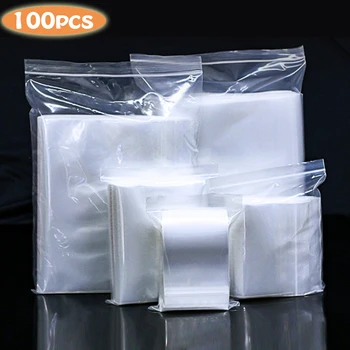 

100pcs Plastic sealing Bag Thickened Transparent Disposable Food Sealed Bag Garment Storage Bag Packaging Bag Orgnzier