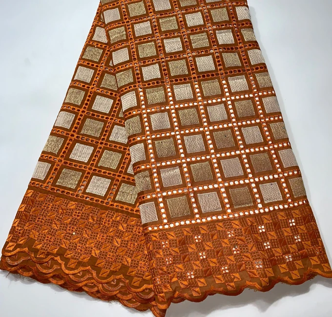 Последние африканские хлопковые кружевные ткани высокое качество нигерийский Чистый хлопок вышивка Швейцарский маркизет кружевные ткани 5 ярдов FSH062 желтый - Цвет: AS Picture 2