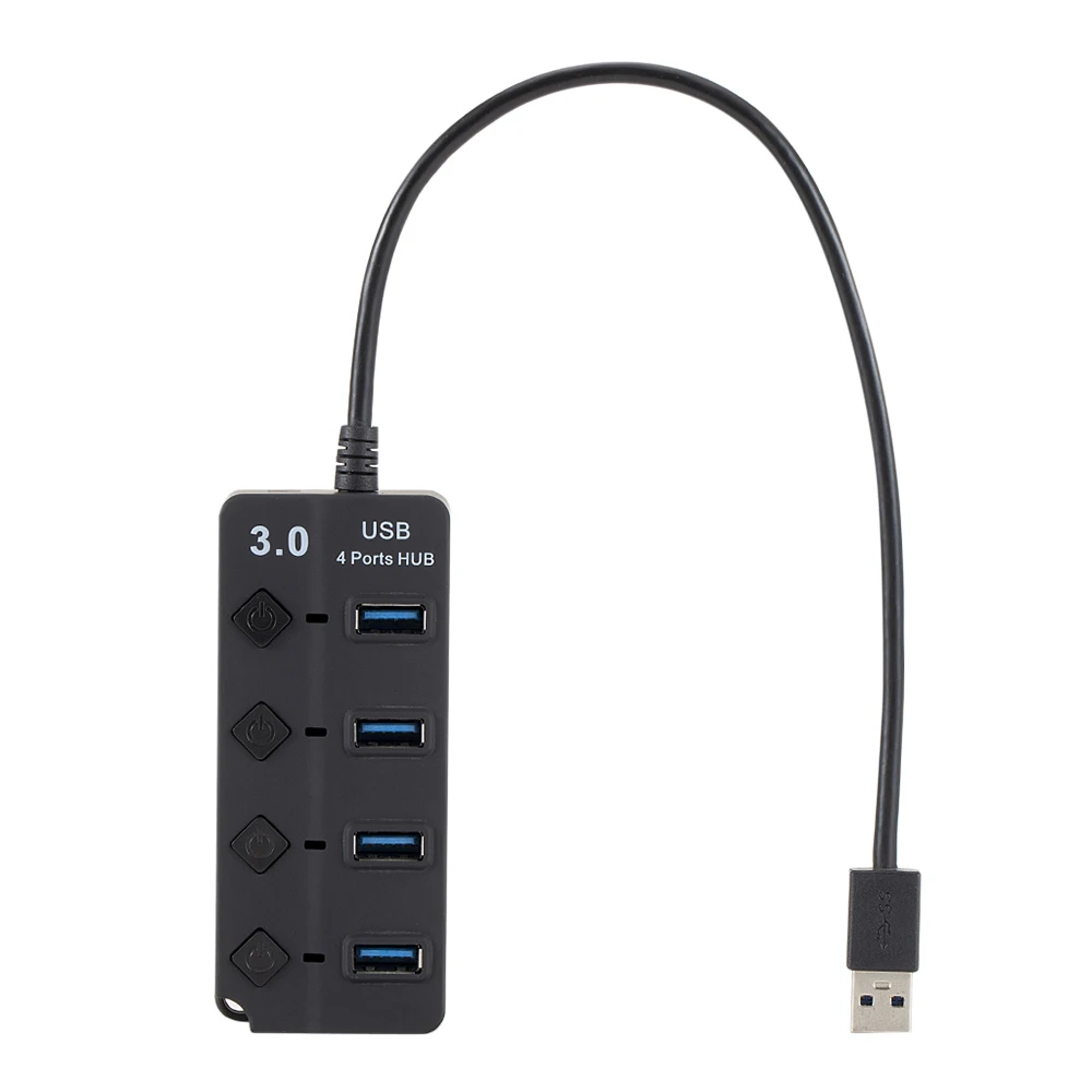 Портативный USB 3,0 концентратор сплиттер 4 порта с переключателями вкл/выкл высокая скорость 5 Гбит/с несколько USB порт расширитель адаптер для ПК компьютера