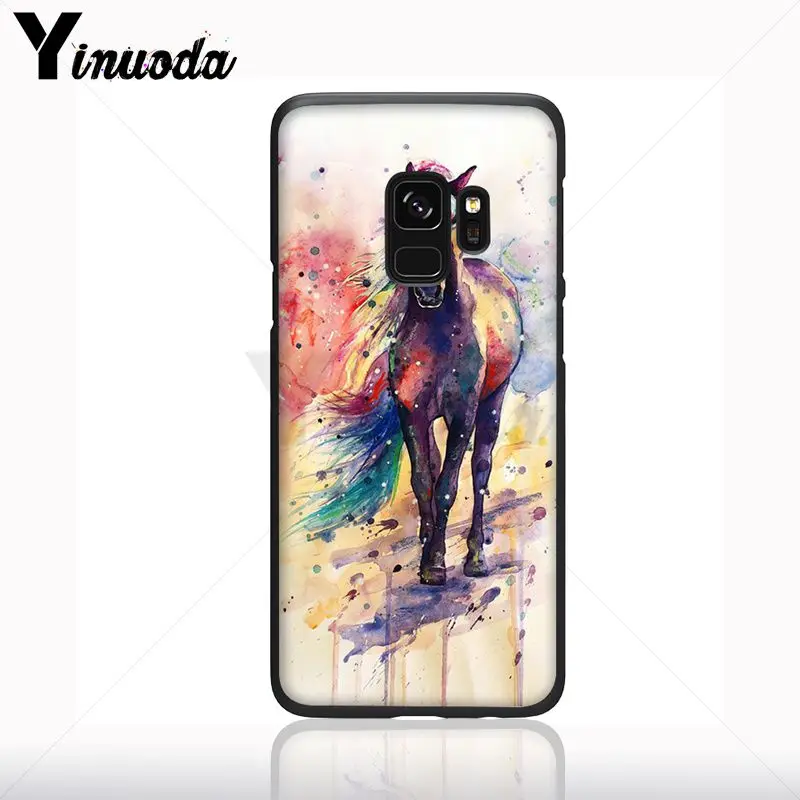 Coque untuk Galaxy S9plus Kuda Hewan Hitam Lembut Ponsel Case untuk Samsung Galaxy S10plus S9 S8plus S10e A50 A70 A10 ponsel