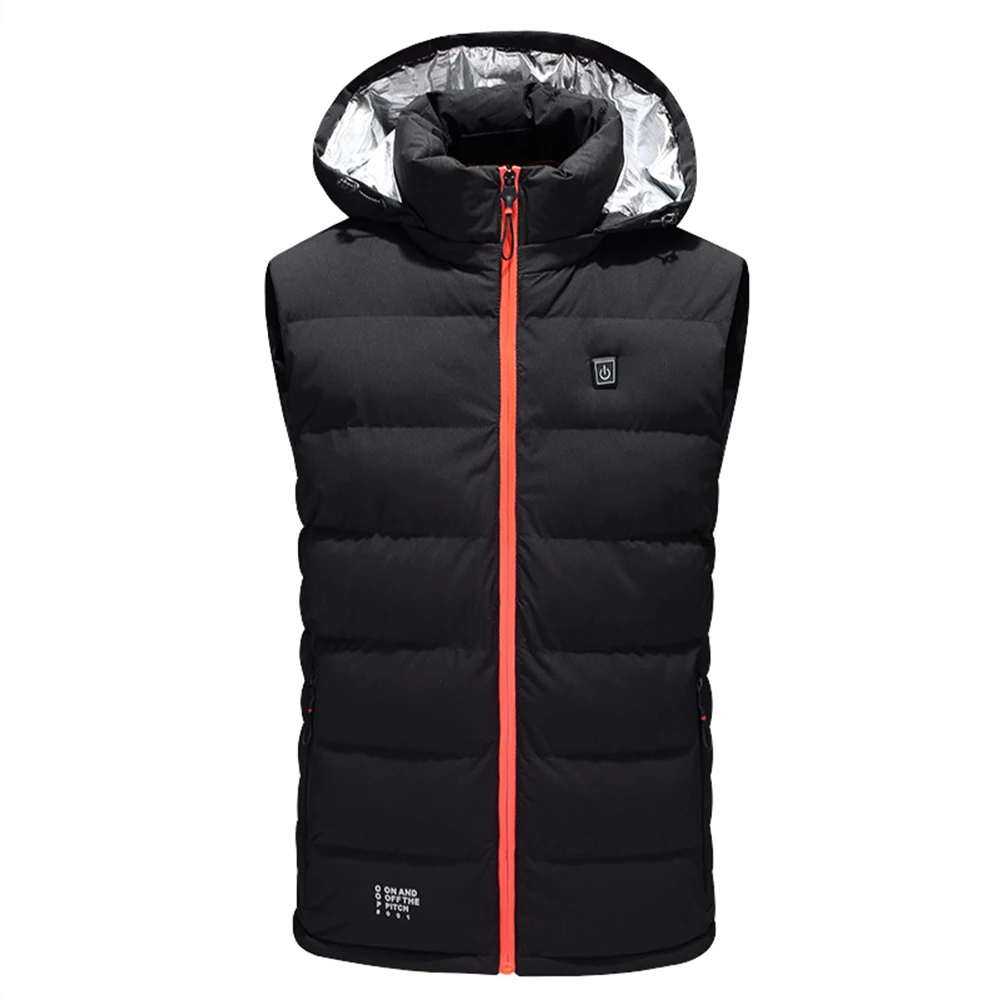 94567 Black n orange Men's Windbreakers Cycling Jacket USB Infrared Heating Bike Jacket Waterproof Riding Vest Winter Electric Thermal Hooded Vest - Цвет: 94567 Black n orange