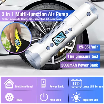 

Tyre Inflator Wireless Portable Air Compressor Pump150 PSI Digital Rechargeable Air Pump Light Auto Pump For Car Bicycle