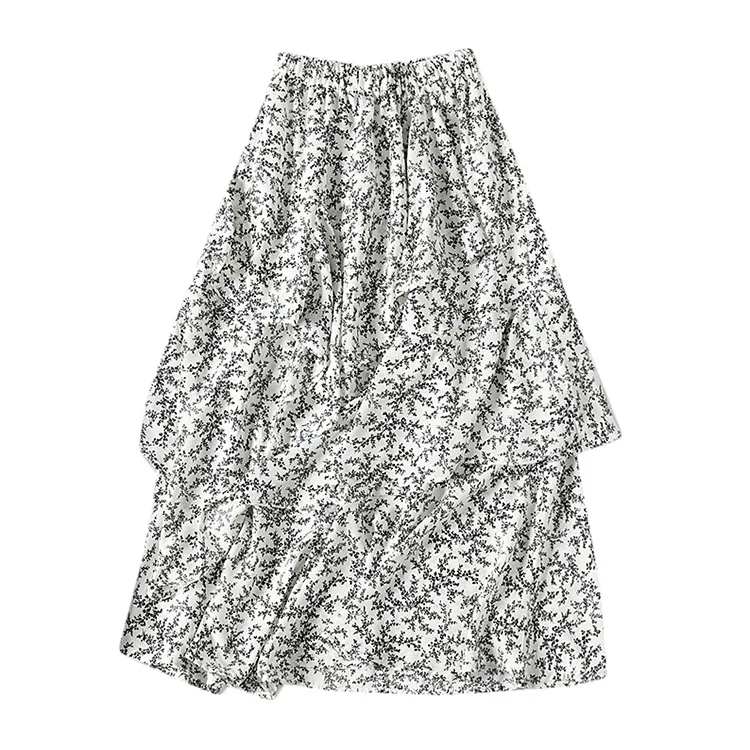 

A Generation of South Korea Little Sister-Style Ernie Floral-Print Irregular High-waisted Chiffon Slimming Skirt Entity