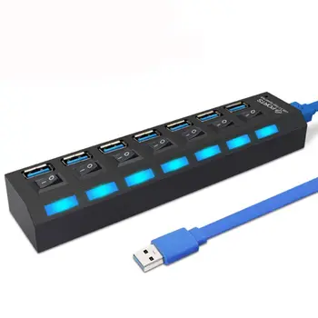 

3.0 USB Hub Splitter Multiple 7 Port Hub Splitters With Power Adapter Computer