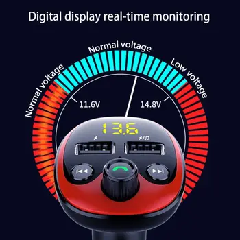 

Hot Universal Car Bluetooth Player Hands-Free Calling Function With FM Function Transmitter Voltage Detection Smart Quick Charge