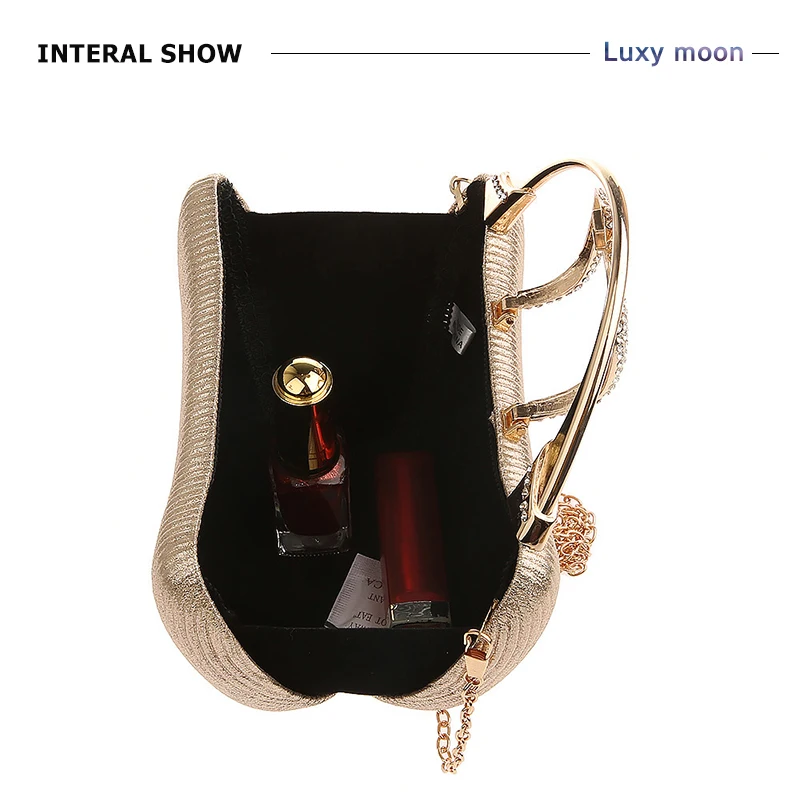 Мини-сумки для женщин цвета шампанского, элегантная сумка на плечо со стразами, u-образная застежка, клатч, сумка, роскошный свадебный клатч, кошелек ZD1346