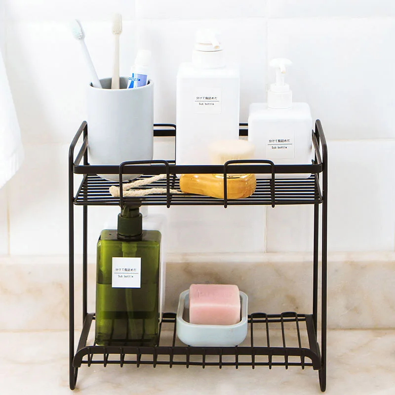 

Bathroom Metal Storage Rack Makeup Holder Dish Rack Drainer Shelf Bath Kitchen Organizer college dorm Home Decor