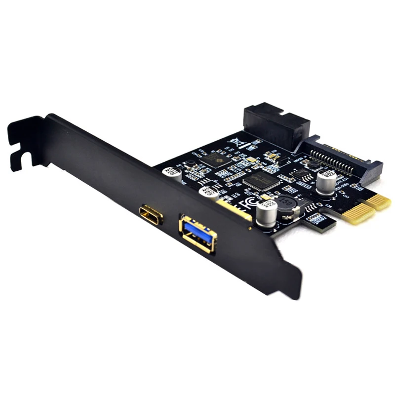 

H1111Z PCI-e к 4 портам s USB 3,1 GEN 1 (5 Гбит/с)(USB Type-C + USB Type A с внутренним 19Pin USB 3,0 Dual Port) PCI Express Card