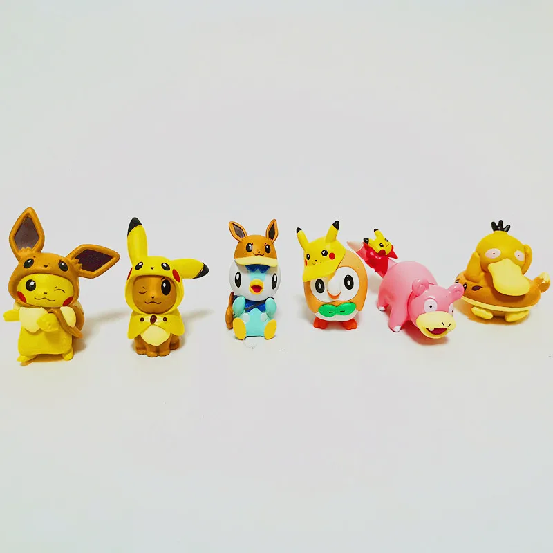6PCS The Newest Genuine Capsules Pokemon Figurine Pikachu Ibu Small Fire Dragon Miao Frog Seeds Jenny Turtle Action Figure