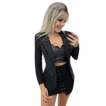 

Women Autumn Tunic Coat Lapel Cardigan Tops Solid Outwear Ladies Open Front Long Sleeve Business Jacket Solid Short Jackets