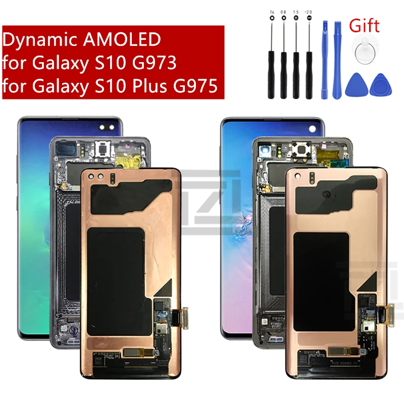 

For Samsung Galaxy S10 lcd G973 S10 Plus G975 touch screen digitizer assembly with frame screen replacement repair parts