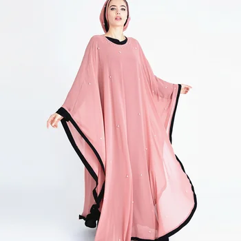 2021 muzułmańskie nowe mody wykonane ręcznie wyszywane koralikami różowy peleryna szata plaża podróży bluzka plażowa muzułmanie kobiety sukienka abaja dubaj Jilbab tanie i dobre opinie Dla osób dorosłych CN (pochodzenie) Czesankowe POLIESTER NONE moda Abaya
