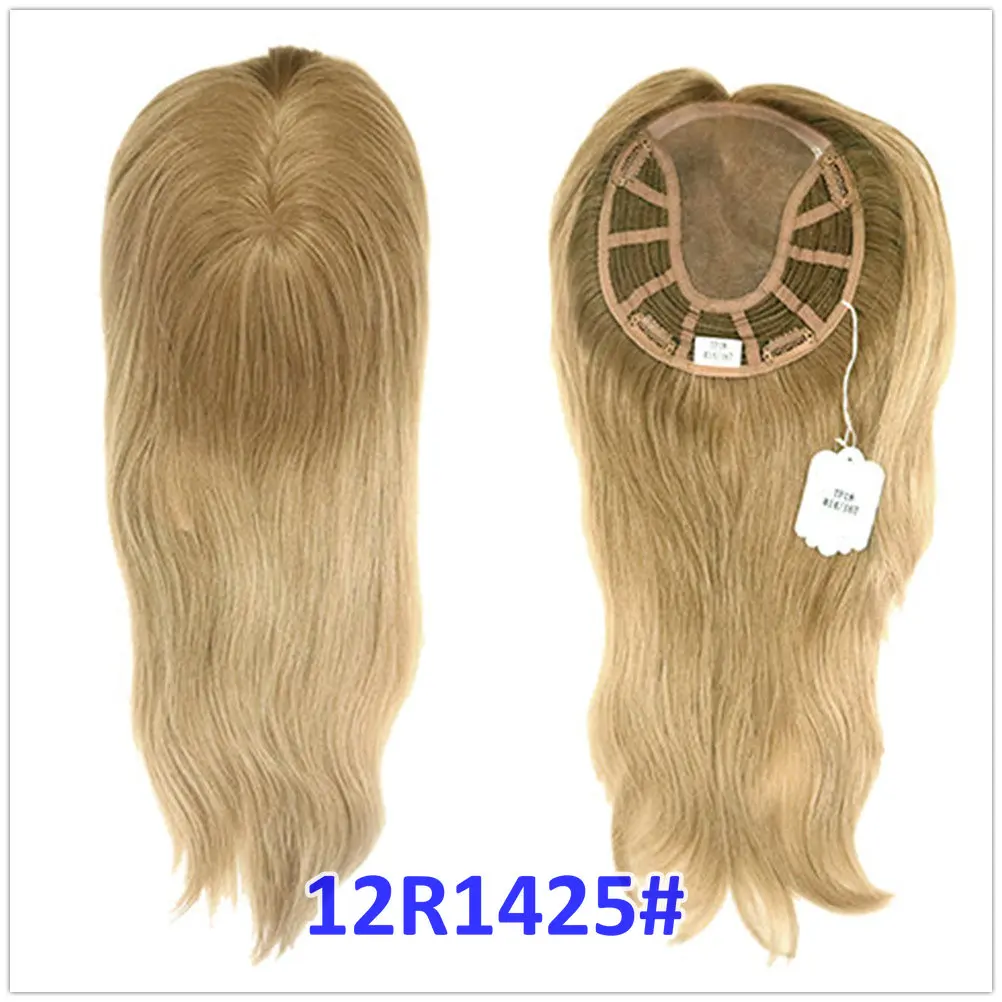 Hstonir европейские волосы remy, волосы ручной работы, волшебный топ с зажимами, топеры для женщин, моно парик, еврей TP18 - Парик Цвет: 12R1425
