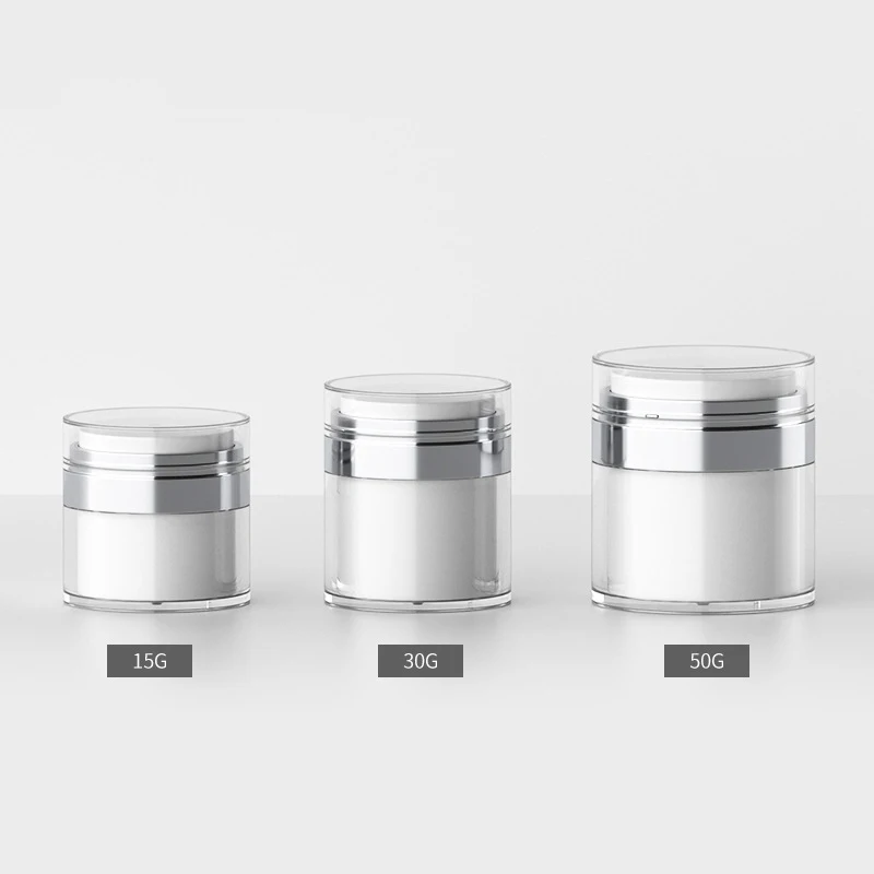 

15ml 30ml 50ml Cosmetic Jar Acrylic Cream Refillable Cans Vacuum Bottle Press Style Cream Jar Vials Airless Cosmetic Container
