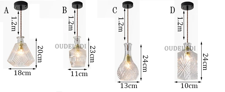 Современный минималистичный винтажный подвесной светильник в виде бутылки вина, лампа для кафе/бара, одинарные стеклянные подвесные лампы для украшения внутреннего освещения E27
