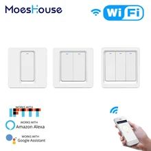 Wi-Fi, умный светильник кнопочный переключатель приложение Smart Life/приложение Tuya дистанционного Управление работает с Amazon Alexa Google Home для голосового Управление 1/2/3