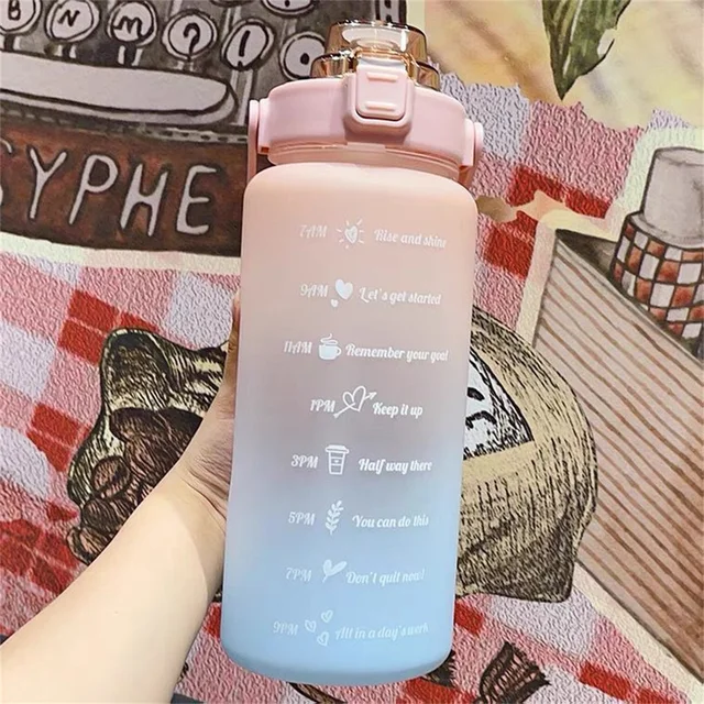 2L Large-capacity Water Bottle With Bounce Lid Timeline Reminder Leak-proof Frosted Cup For Outdoor Sports And Fitness 6