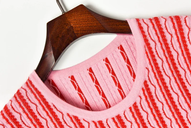 Милый розовый свитер платье летний короткие рукава опояска складки трикотаж платье женский костюм