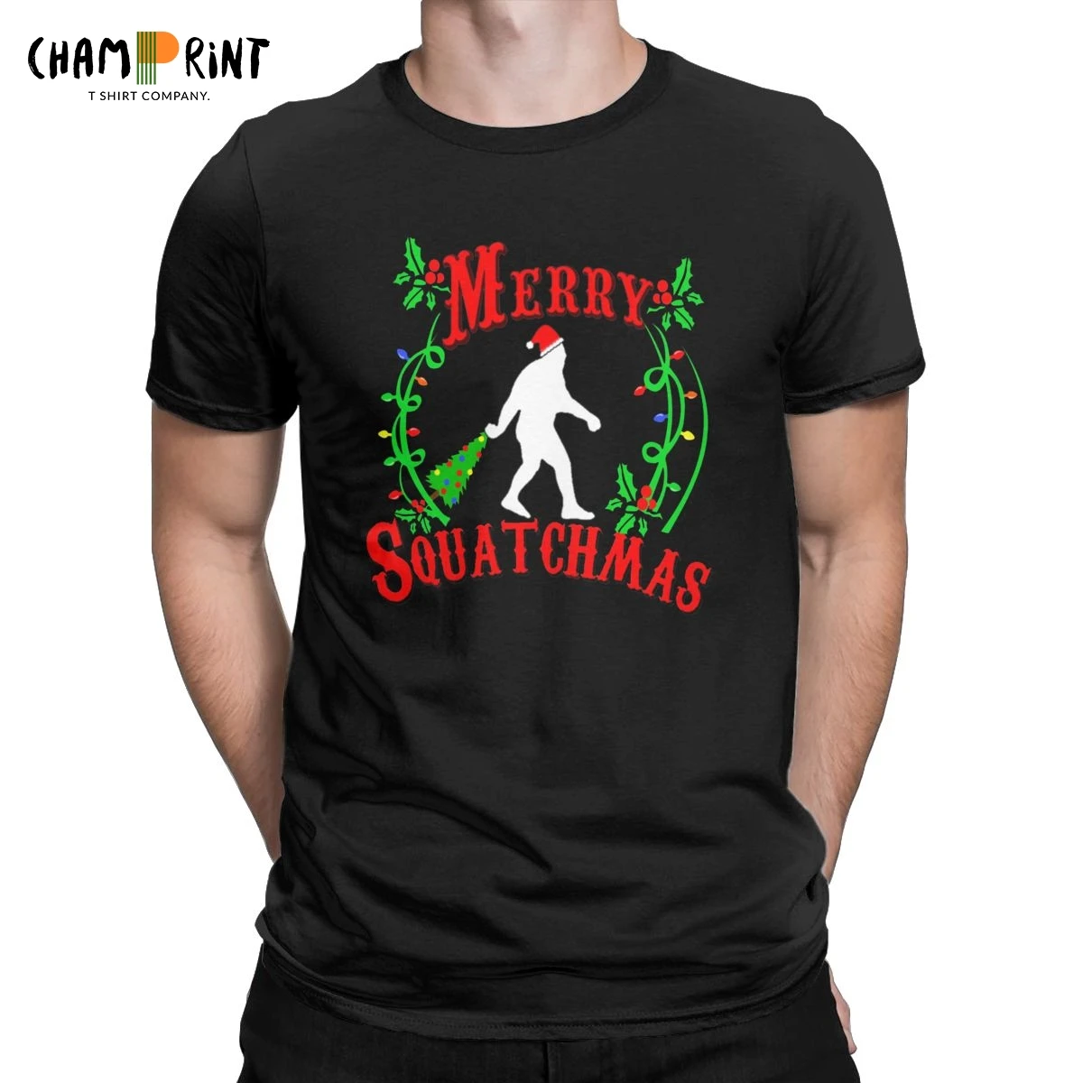 Футболка Merry Squatchmas Мужская винтажная тенниска майка Bigfoot Sasquatch Monster Hunter топы с