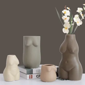 

Abstract Human Body Sculpture Ceramic Vase Desktop Flower Arrangement Living Room Wine Cabinet Decoration Modern Home Decoration