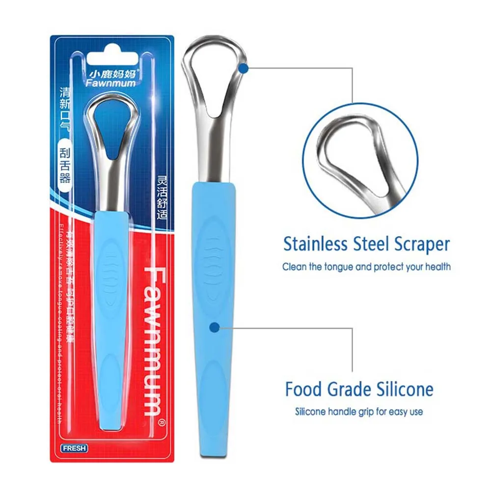 Reusable Tongue Scraper 1PC Useful Tongue Scraper Stainless Steel Oral Tongue Cleaner Medical Mouth Brush Fresh Breath Maker - Цвет: Синий