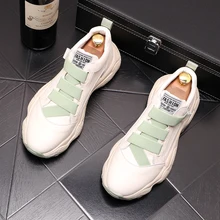 2020 New Fashion Men's thick bottom white Causal Loafers flat platform shoes sneakers Man Hip-hop board For zapatos hombre