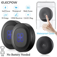 

Elecpow Wireless Doorbell Waterproof Self-powered Button Smart Home Door Bell Chime Kit 58 Songs LED Flash Security Alarm