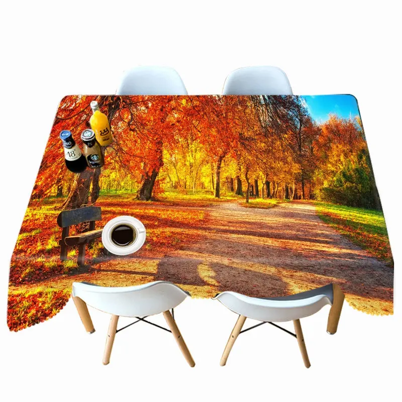 Style A Утолщенная хлопчатобумажная скатерть 3D натуральный пейзаж узор мангровый лес прямоугольная/круглая скатерть для свадебного пикника Вечерние - Цвет: Style A
