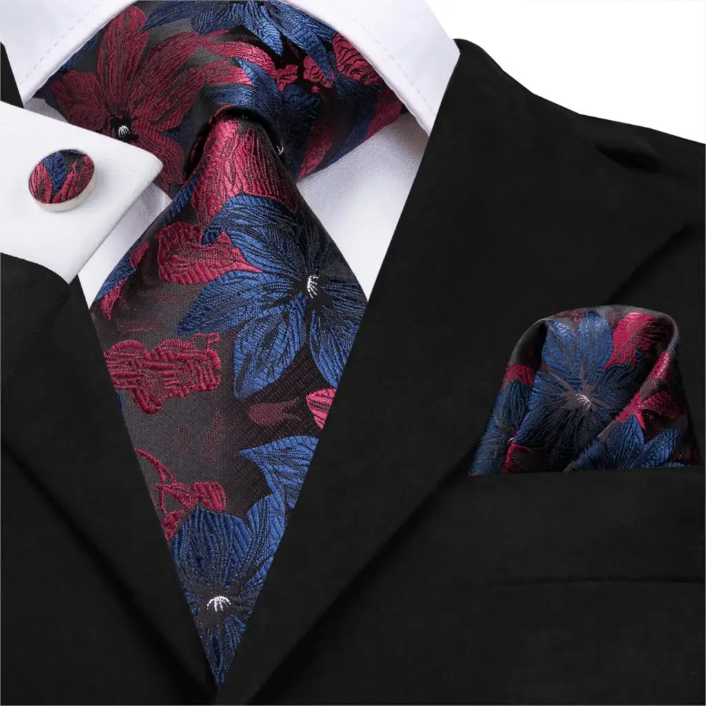 Hi-Tie мода 40 стилей Gravata Галстук Hanky комплекты запонок шелк галстуки для мужчин Бизнес Свадебная вечеринка - Цвет: SN3125