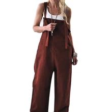 Модный женский комбинезон, чистый цвет, шаровары, ремень, брюки, Свободный комбинезон прямого силуэта, мешковатые брюки, комбинезоны, коричневый, Xl