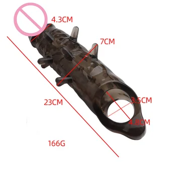 23CM Mens Penis Extender Sleeve Big Dildo Reusable Condom Penis Enlargement Delay Ejaculation Sex Toys For Men Intimate Goods 6